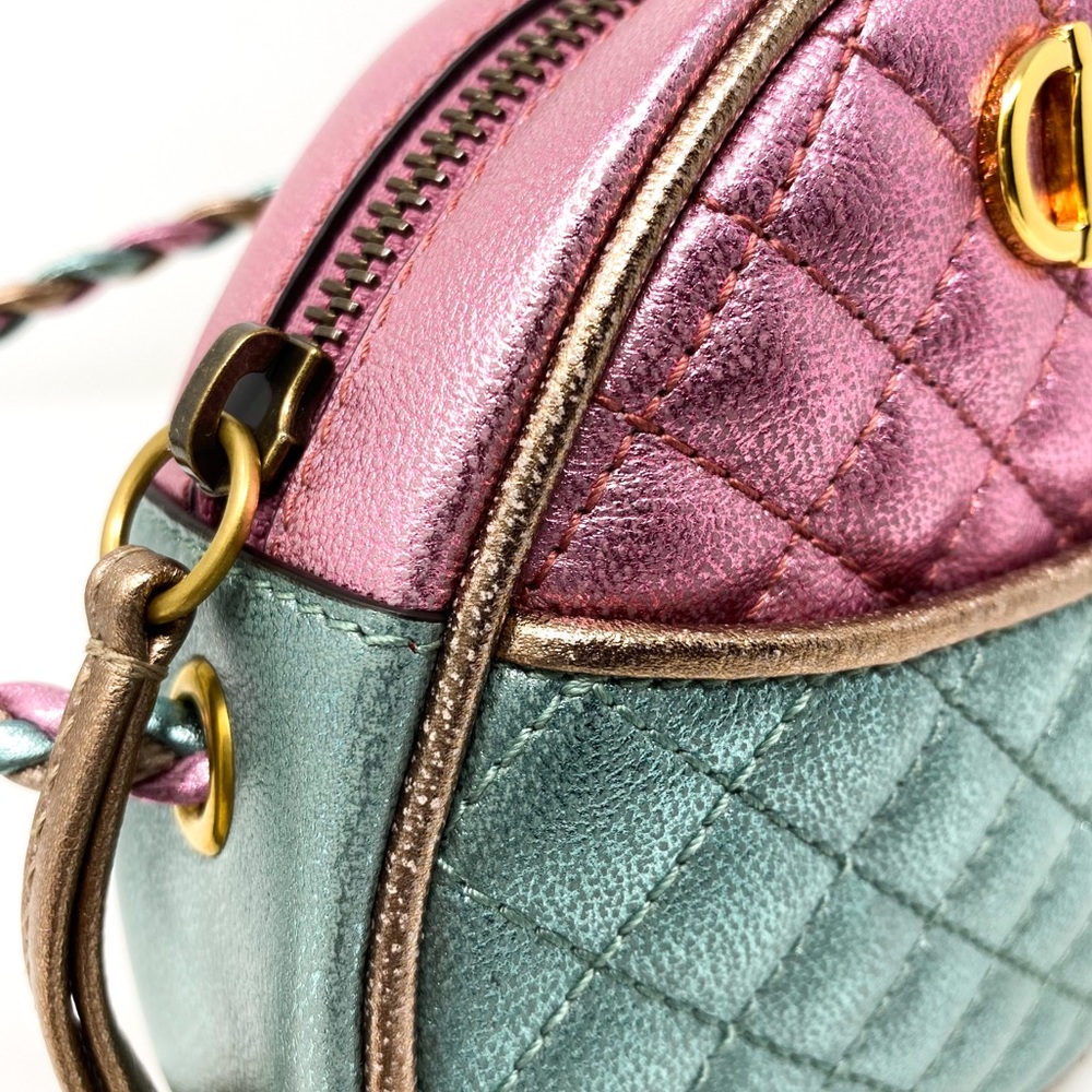 GUCCI Trapuntata Crossbody Shoulder Bag Pink Green - Picture 5 of 15